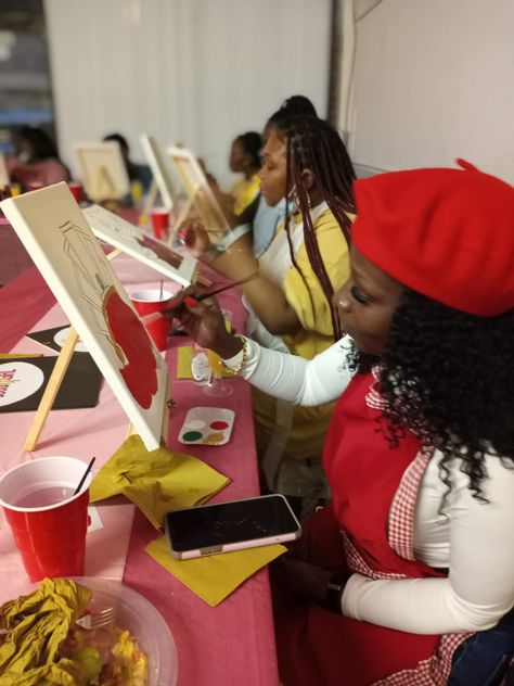 Paint And Sip Black Women, Adult Activities, Casino Birthday, Business Vision Board, Business Vision, Sip And Paint, Vibe Tribe, Womens Group, Sip N Paint