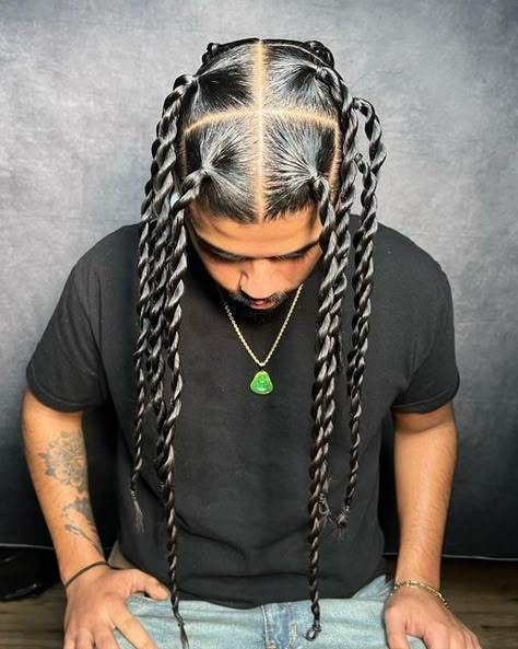 Jumbo Braids Men, Big Braids Men, Mens Braids Hairstyles Long Hair, Men Long Hair Braids, Braids For Men With Long Hair, Men’s Box Braids, Boyfriend Hair, Haircut Ideas Trendy, Braids For Men