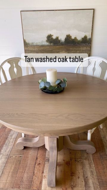 Oak Dining Table Redo, Refinish Oak Kitchen Table, How To Stain A Wood Table, How To Paint A Dining Table, Refinishing Old Oak Table, White Wash Oak Dining Table, Refinished Round Oak Table, Painting A Dining Room Table Diy, Refinished Oval Dining Table