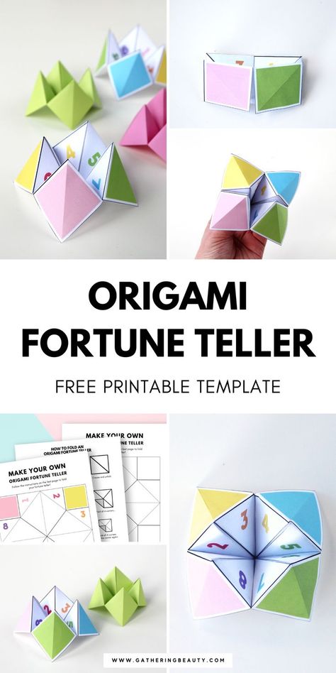 Origami Free Printable, Fortune Teller Paper Ideas, Origami Fortune Teller Template, Playroom Activities, Fortune Teller Template, Chinese Fortune Teller, Origami Template, Paper Folding Designs, Paper Fortune Teller