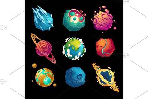 Planet Illustration Art, Creating A New Planet Drawing, Planet Illustration Design, Asteroid Drawing, Planet Reference, Create Your Own Planet, Paint Planets, Planets Illustration, Shaped Puzzles