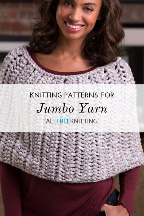 I never know what to do with jumbo weight yarn... that's why lists like this are handy. Jumbo Yarn Patterns, Easy Knit Blanket, Yarn Projects Crochet, Easy Knit Hat, Extreme Knitting, Super Scarf, Yarn Patterns, Jumbo Yarn, Easy Knitting Projects