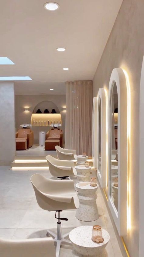 AT MUSE ~ Pure tranquillity within this #saloninterior transformation!. Features the ECO #stylingChair, and HAZEL #washlounge in Tan 📷… | Instagram Hair Salon Prices, Beauty Salon Interior Design, Beauty Room Salon, Beauty Salon Furniture, Hair Salon Design, Spa Interior Design, Hair Salon Interior, Salon Suites Decor, Style Salon