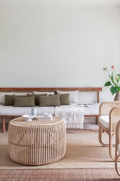 side tables – Bali Bungalow Bali Bungalow, Yoga Meditation Room, Rattan Table, Rattan Coffee Table, Stylish Coffee Table, Rattan Sofa, Slow Living, Handmade Furniture, Decoration Design