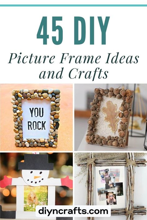 45 DIY Picture Frame Ideas and Crafts Photo Frames Wall Ideas, Upcycle Picture Frames Diy, Using Picture Frames For Decor, Diy Family Picture Frame, Decorating Frames Ideas, Upcycle Photo Frames, 5 X 7 Picture Frame Ideas, Cute Things To Do With Pictures, Dollar Store Picture Frame Ideas