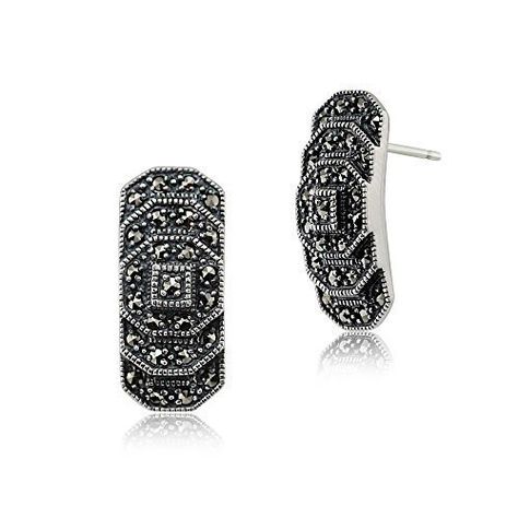 Gemondo Art Deco Earrings, 925 Sterling Silver 0.40ct Marcasite Art Deco Stepped Stud Earrings Roaring 1920s, Deco Earrings, Art Deco Stil, Estilo Art Deco, Art Deco Earrings, Earring Crafts, Deco Jewelry, Accessories Jewelry Earrings, Art Deco Jewelry