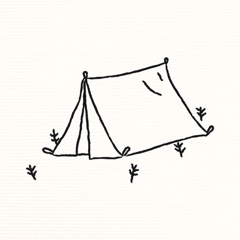 Doodle tent on a campsite vector | free image by rawpixel.com / marinemynt Camping Line Drawing, Tent Camping Tattoo, Small Tent Tattoo, Easy Camping Drawings, Tent Camping Drawing, Simple Camping Tattoo, Campsite Drawing, Tent Doodle, Tent Sketch