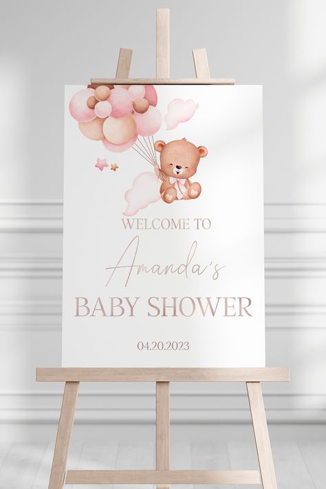 Barely Wait Baby Shower Theme Girl, Bear Theme Baby Shower Girl, We Can Bearly Wait Girl Theme, Baby Pink Baby Shower Ideas, Baby Girl Bear Shower Ideas, Baby Shower Girl Bear Theme, Baby Shower Pink Theme, Bear Themed Baby Shower Ideas Girl, Bearly Wait Baby Shower Ideas Girl