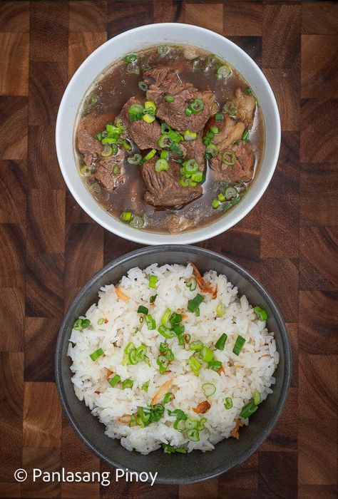 Beef Pares sa Kanto - Panlasang Pinoy Pares Recipe Beef, Stew And Rice, Silog Meals, Beef Pares, Meat Stew, Spaghetti With Ground Beef, Beef Stir Fry Recipes, Panlasang Pinoy, Garlic Fried Rice