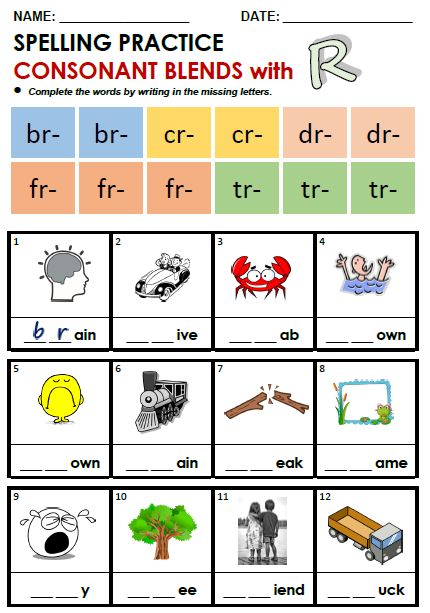 Picture R Blends Worksheet, R Blends Worksheets, Phonics Blends Worksheets, Therapist Ideas, Montessori Reading, Tracing Letters Preschool, Consonant Blends Worksheets, Phonics Assessments, Kindergarten Word Families