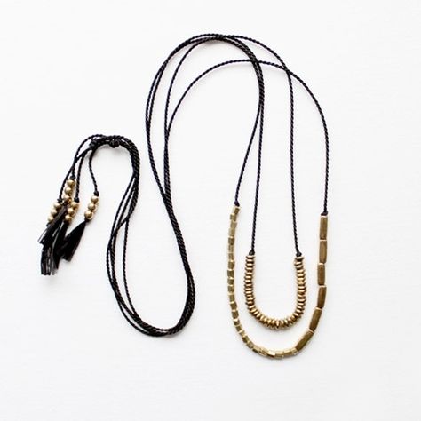 Black Silk and Brass Necklaces Jewelry Tattoo, Brass Necklace, Lovely Jewellery, Mode Style, Black Silk, Making Ideas, Jewelry Inspiration, Diy Jewelry, Jewelry Pieces