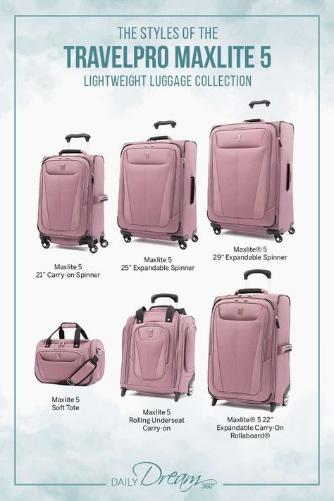 Finding stylish luggage that is durable and lightweight is not always easy, so we are happy to share the Maxlite 5 Collection from Travelpro which features many sizes and colours with great features. | #luggage #travelgear #style #fashion #bags | Luggage Size Guide, Travelpro Luggage, Stylish Luggage, Carry On Packing, Lightweight Luggage, Luggage Sizes, Travel Wardrobe, Travel Set, Packing Tips For Travel