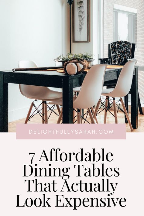 These are the 7 best affordable dining tables that actually look expensive. Your guests will LOVE these tables almost as much as you do! Budget-friendly dining tables are not longer basic and boring! These cheap dining room tables will elevate anyone's dining room. I am so excited to share this list of the 7 best affordable dining room tables that your guests will love! via @delightfullysarah Rooms Wallpaper, Aesthetic Dining Room, Cheap Dining Room Sets, Dining Room Aesthetic, Cheap Dining Tables, Ikea Dining Table, Ikea Dining Room, Affordable Dining Room Sets, Small Dining Room Table