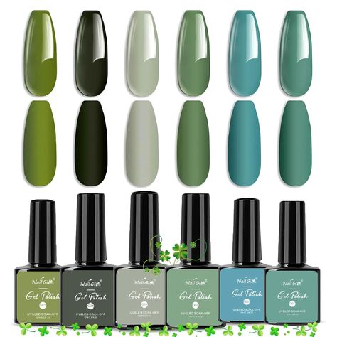 PRICES MAY VARY. Gel nail polish set: The gel polish set includes 6 different kind of green nail gel polish, shades range from dark to soft covers olive, turquoise, sage, mint army, teal green colors in the nature Long-Lasting : The series of green gel nail polish set is long lasting for 28 days with perfect shine under proper application - With base gel top coat under the full application process Healthy Raw Material: The 6 pcs gel polish are made from natural resin ingredient which makes it sa Nail Polish Colors Fall, Fall Gel Nails, Pink Gel, Gel Mani, Green Nail Polish, Uv Gel Nail Polish, Nail Polish Kits, Nail Polish Set, Gel Nail Polish Set