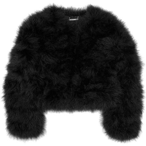 Diane von Furstenberg Jesse marabou feather jacket ($293) found on Polyvore Cropped Fur Jacket, Black Fur Jacket, Black Cropped Jacket, Black Fur Coat, Feather Jacket, 2000s Fashion Outfits, Kpop Fashion Outfits, Cropped Jacket, Workout Jacket