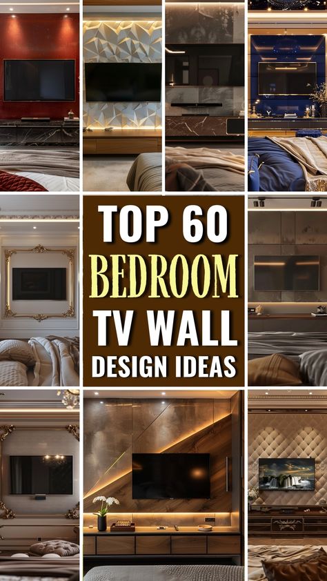 Discover the ultimate collection of bedroom TV wall design ideas that seamlessly blend modern luxury, minimalist aesthetics, and practical storage solutions. Whether you're working with a lavish space or a cozy nook, our top 60 curated designs offer endless inspiration for every taste. From sleek modern simplicity to opulent luxury, and space-saving ideas perfect for small spaces, these bedroom TV wall designs are more than just a trend—they're a lifestyle upgrade. Entertainment Center Ideas For Bedroom, Bedroom Tv Wall Ideas Modern Luxury, Bedroom Tv Wall With Fireplace, Primary Bedroom Tv Ideas, Master Bed Tv Wall, Mounted Tv In Bedroom Decor, Modern Tv Accent Wall, Cheap Tv Wall Ideas, Master Bedrooms Tv Ideas