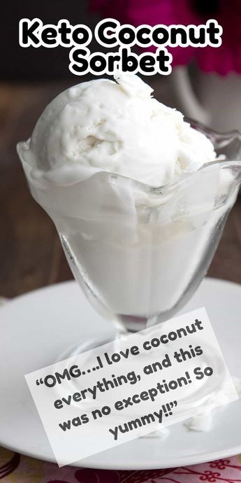 This Keto Coconut Sorbet is so creamy and refreshing, and it’s completely dairy-free. With only 5 ingredients, it’s an easy and delicious sugar-free dessert option for the hot weather. Keto Sorbet, Carnivore Sweets, Keto Popsicles, Sorbet Is, Coconut Sorbet, Low Carb Ice Cream, Sugar Free Sweets, Postre Keto, My Keto