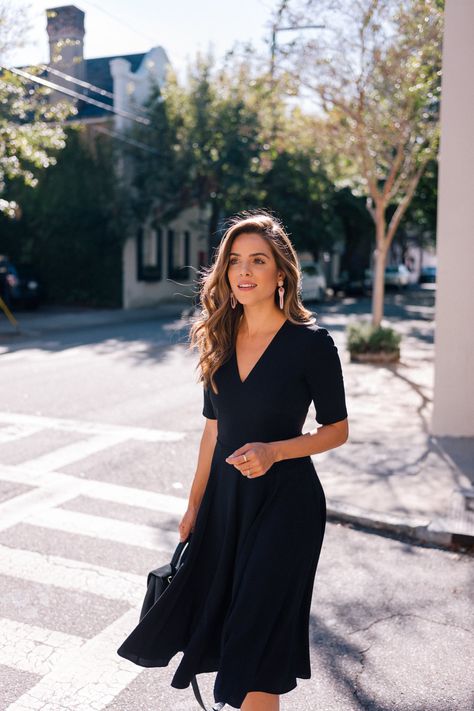 The Dress That Made Me Cry When I First Saw It | Gal Meets Glam Walking Down The Street, Classic Black Dress, V Neck Prom Dresses, Wear To Work Dress, Pretty Fashion, Black Dress Outfits, Perfect Little Black Dress, Gal Meets Glam, Stil Elegant