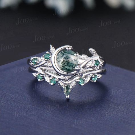 Accept engrave the words inside the ring service: https://www.etsy.com/listing/1103764936/engrave-service Engagement Ring: 5mm round cut natural moss agate. Side stone : lab created emerald Wedding band side stone : emerald and moss agate Material Metal: 925 sterling silver, Solid 14k/18k gold,platinum This jewelry is made to order, it can be made with any gemstone/metals. 2-3 weeks to finish. Default Shipping method is usps. 30 days non-hassle return policy.For returned items,there may be handcrafting and shipping fee deducted. Gothic Emerald Ring, Fairy Wedding Rings Silver, Silver And Emerald Jewelry, Silver And Green Wedding Ring, Moss Agate Engagement Ring Silver Set, Unique Engagement Rings And Wedding Band, Sapphire And Emerald Ring, Silver Moss Agate Engagement Ring, Silver Emerald Engagement Ring