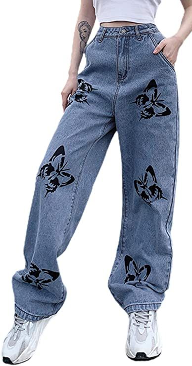 Baggy Jeans For Women, Cute Streetwear, Denim Pants Fashion, Stretch Denim Pants, Streetwear Jeans, Custom Jeans, Trendy Jeans, Baggy Trousers, Cute Pants