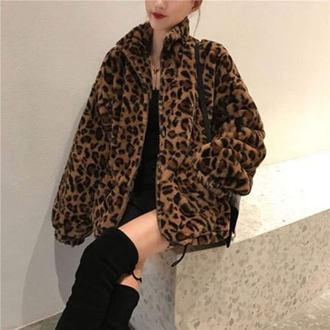 Material: Fuzzy Fleece Neck: turtleneck Pattern: leopard Sleeve: long Pockets: Yes Closure: Zipper Style: soft, fashion and warm One Size Shipment Free shipping worldwide. Processing time is 3-5 days after payment 8-15 business days can ship to USA, UK and Germany, 10-25days to everywhere else Washing Tips Hand wash is best way. Water temperature is 30-40℃ For machine wash, we suggest you put it in the washing bag, then use soft mode to wash it Don't soak into water long time Dark color clothes Leopard Print Faux Fur Coat, Fur Jacket Women, Plush Coat, Fashion Stand, Faux Fur Coats, Winter Outwear, Leopard Print Jacket, Korean Fashion Casual, Fur Coats