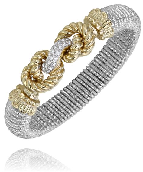 Style 22597D12, 14k Gold & Sterling Silver 12 mm $9,250 Luxury Hand-set Diamond Bracelet For Women, Luxury Silver Gold-plated Bracelets, Luxury Gold-plated Silver Chain Bracelet, Luxury Gold Sterling Silver Tarnish-resistant Bracelet, Vahan Jewelry, Luxury Gold-tone Bracelet With 17 Jewels, Silver Diamond Bracelet, Wide Bracelet, Silver Diamonds