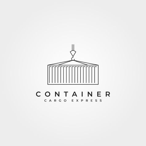 Container Logo Design, Line Icon Logo, Container Illustration, Container Drawing, Export Logo, Cargo Logo, Shipping Logo, Logistics Logo, Cafe Logo Design