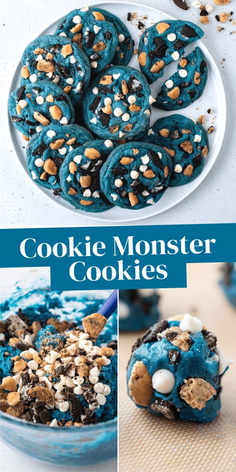 Cookie Recipes Monster Cookies, Cookie Recipes For Halloween, Cookie Monster Chocolate Chip Cookies, Different Cookie Recipes Easy, Dessert Ideas For Family Gathering, Oreo Monster Cookies, Cookie Mix Ins, Good Cookies To Make, Easy Gourmet Cookie Recipes