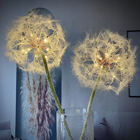 Dandelion Party Decorations, Giant Artificial Flowers, Dandelion Sculpture, Giant Dandelion, Dandelion Light, Nature Inspired Lighting, Entry Room, Dandelion Flowers, Flowers For Home