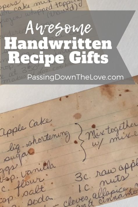 Handwritten Recipe Gifts to Celebrate and Preserve Family Favorites Handwritten Recipes On Tea Towels, Frame Old Recipes, How To Display Old Recipes, Bridal Shower Cookbook Ideas, Recipe Gifts Handwritten, Handwritten Recipe Gift, Framed Recipe Cards, Recipe On Tea Towel, Recipe Scrapbooking Ideas