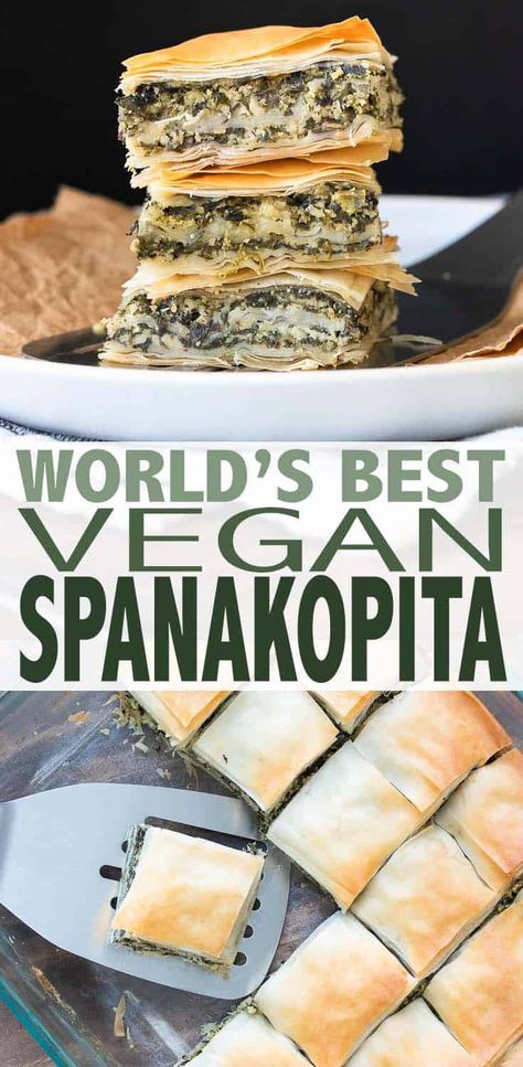 Vegan Spanakopita, Greek Recipes Authentic, Greek Recipe, Vegan Greek, Plat Vegan, Vegan Appetizers, Idee Pasto Sano, Vegan Cooking, Vegan Foods