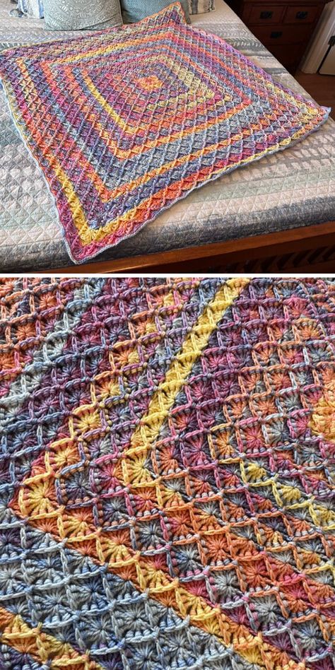 Crochet Baby Blanket Ombre Yarn, Wool Eater Crochet Pattern, Yarn Eater Patterns, Afgan Patterns Free, From The Center Crochet Blanket Pattern Free, Variegated Yarn Blanket Crochet, Variegated Crochet Patterns, 2 Color Crochet Afghans, Crochet Blanket Patterns Variegated Yarn