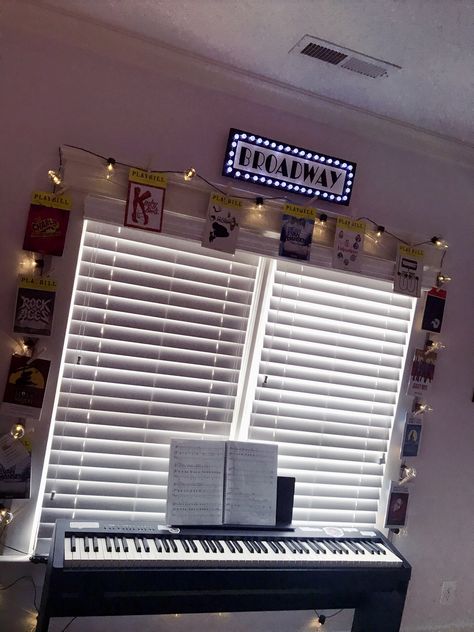 Broadway playbill display Musical Theater Bedroom Ideas, Broadway Playbills Display, Theatre Themed Bedroom, Musical Theatre Bedroom Ideas, Broadway Themed Bedroom, Theater Themed Bedroom, Broadway Bedroom Ideas, Musical Theatre Bedroom, Broadway Room Decor