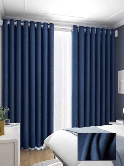 Dark Blue Curtains Living Room, Drapes Pattern, Blue Curtains Living Room, Sheer Curtains Bedroom, Dark Blue Curtains, Window Curtains Bedroom, Dark Curtains, Cheap Curtains, Simple Curtains