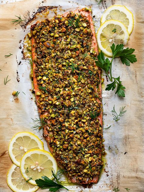 Pistachio Pesto Salmon, Pistachio Crusted Salmon Air Fryer, Salmon With Pistachio, Pistachio Crusted Tilapia, Pistachio Salmon Baked, Pistachio Encrusted Salmon Recipe, Savory Pistachio Recipes, Salmon With Pistachio Crust, Pistachio Crusted Cod