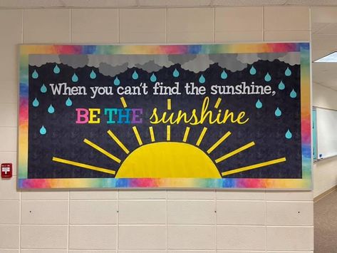 Inspiring Boards Ideas, Simple Bulletin Board Ideas Teachers, Teacher Wall Decor Bulletin Boards, Inspiring Bulletin Board Ideas, Team Bulletin Board Ideas Offices, Be The Sunshine Bulletin Board, Sunrise Bulletin Board, Motivation Bulletin Board Ideas, Encouraging Bulletin Boards For School