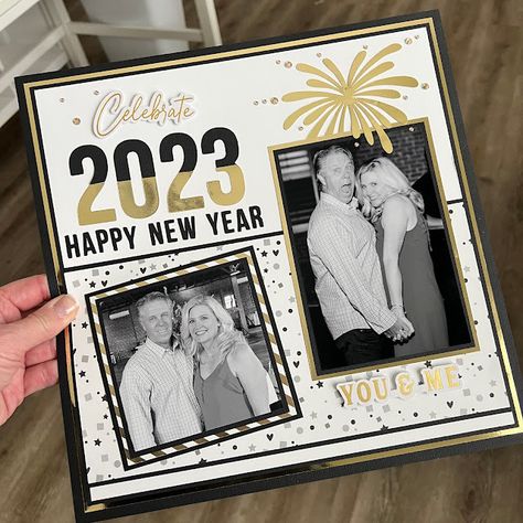 21st Scrapbook Pages, Scrapbook Ideas New Year, Happy New Year Scrapbook Layout, Year Recap Scrapbook, New Years Eve Scrapbook Layouts, New Year Scrapbook Layout, New Years Scrapbook Page, New Year Scrapbook Ideas, New Years Scrapbook Layouts