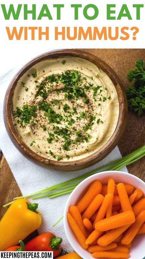 Bowl of hummus in wood bowl with side of vegetables. Hummus And Vegetables, Healthy Snacks With Hummus, Hummus Side Dish, How To Eat Hummus Ideas, Lunches With Hummus, What To Serve With Hummus Appetizers, How To Serve Hummus, What To Eat With Hummus Snacks, Hummus Uses