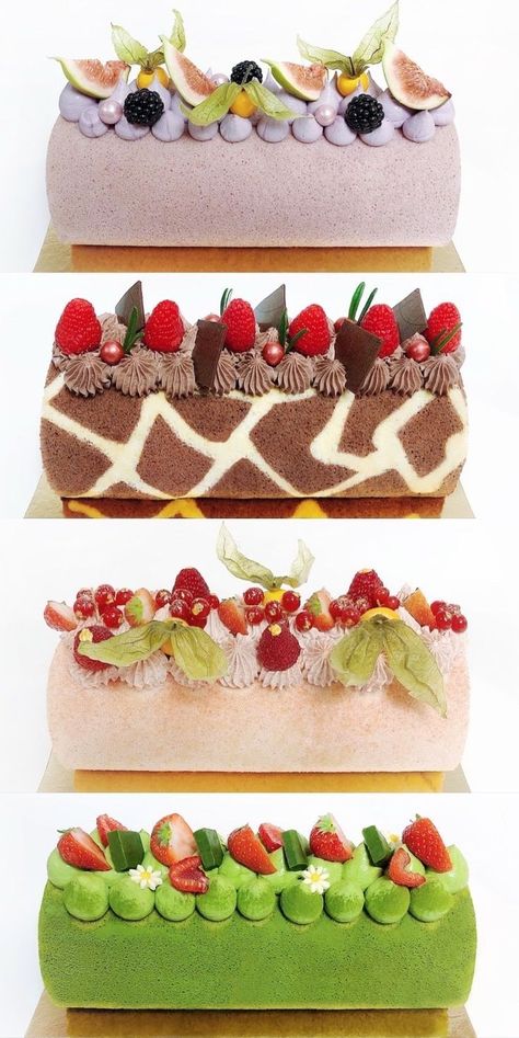 Fruit Swiss Roll, Swiss Roll Decoration Ideas, Swiss Roll Cake Decoration, Swiss Roll Decoration, Swiss Roll Cakes, Roll Cakes, Swiss Roll Cake, Log Cake, Macaroon Recipes