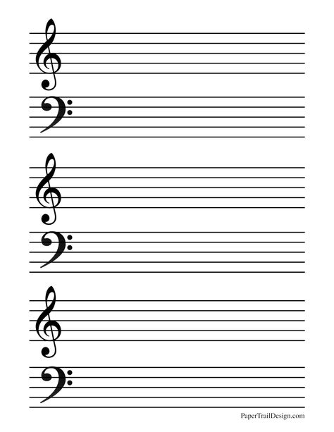 Print our treble and bass clef staff combo to help with your music classes or assignments with students. Blank Piano Sheet Music Free Printable, Piano Diagram, Teaching Music Theory, Staff Music, Free Printable Sheet Music, Music Manuscript, Blank Sheet Music, Homeschool Music, Free Printable Banner