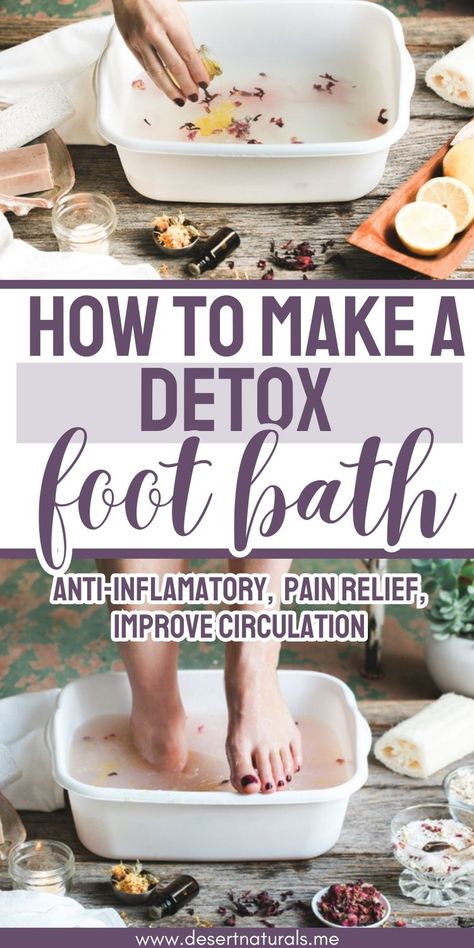 woman's feet in a detox foot soak Epsom Salt Foot Soak, Homemade Foot Soaks, Foot Detox Soak, Epsom Salt Benefits, Diy Foot Soak, Foot Soak Recipe, Diy Detox, Bath Recipes, Detox Bath