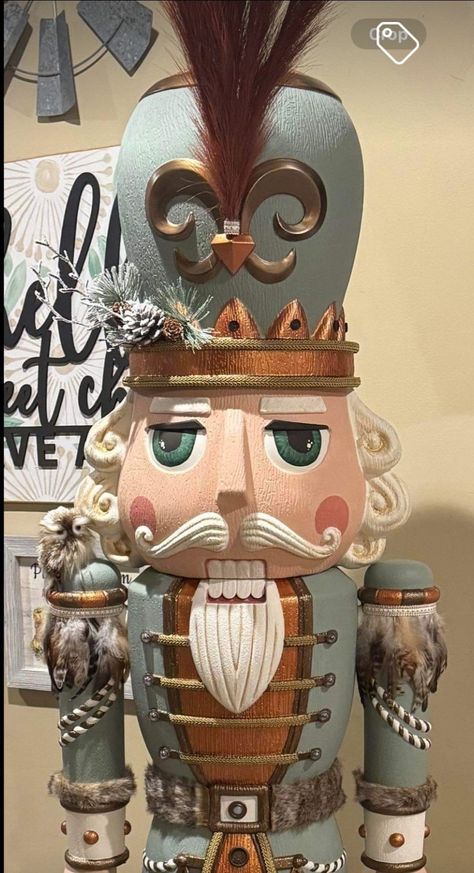 Walmart Painted Nutcracker, Nut Cracker Ideas, Walmart Nutcracker Painting Ideas, Woodland Nutcracker, Scottish Nutcracker, Walmart Nutcracker Makeover, Nutcracker Colors, Nutcracker Painting Ideas, Porch Nutcracker