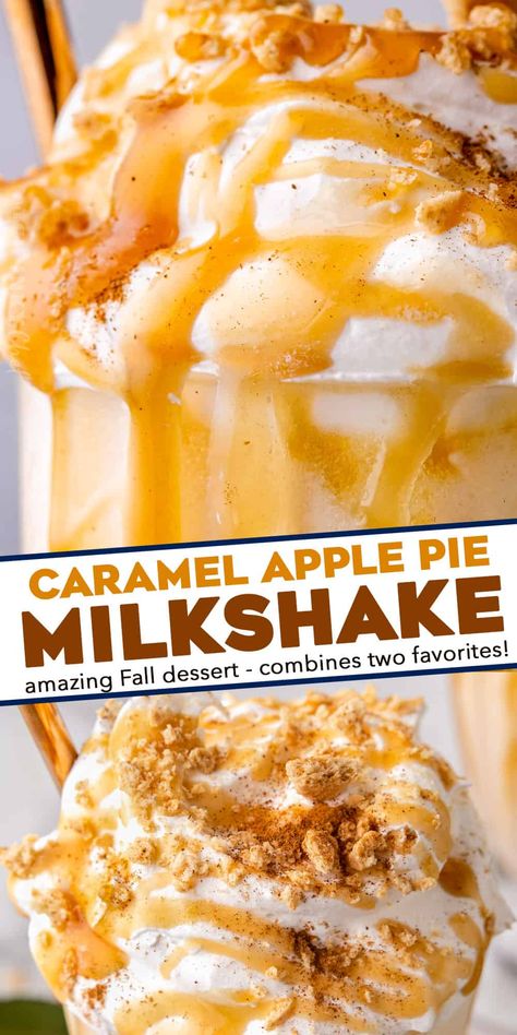 Caramel Apple Milkshake, Apple Pie Shake Recipe, Cereal Milkshake Recipe, Apple Pie Milkshake, Apple Milkshake Recipes, Fall Milkshakes, Cereal Milkshake, Apple Milkshake, Apple Pie Shake