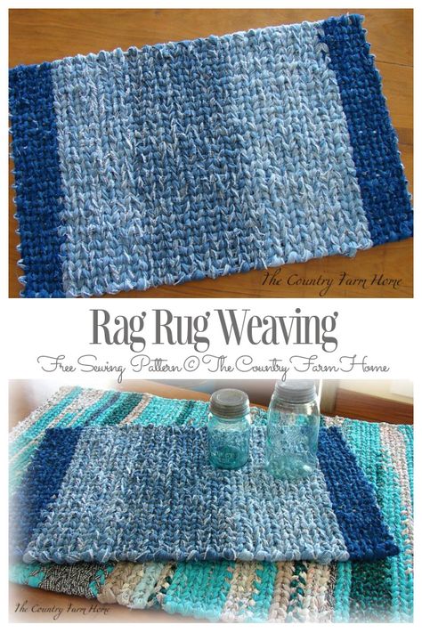 DIY Recycled Denim Jean Rag Rug Free Sewing Tutorials | Fabric Art DIY Rectangle Rag Rug Diy, Rag Placemats Diy, No Sew Denim Rug, Jean Rugs Diy How To Make, Diy Rug Weaving Loom, Jelly Roll Rugs How To Make A, Denim Rug Diy Old Jeans, Diy Rugs Easy Large, Rag Rug Weaving