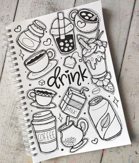 Doodle Art On Notebook, Easy Journal Ideas Art, Doodles And Simple Drawings, Kawaii Sketches Doodles, Sketch Book Drawing Idea, Cute And Aesthetic Drawings, Mandala Art Coloring Pages, Doodle Cute Art, Drawing Cute Things Kawaii