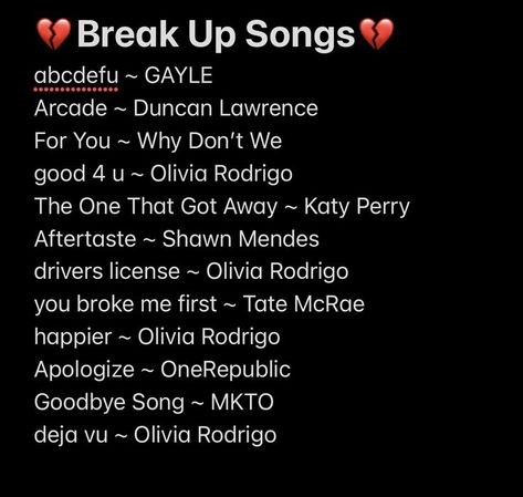 break up songs Songs After A Break Up, Break Up Playlist Names, Break Up Playlist Covers, Songs To Get Over Him, Breakup Playlist Cover, Moving On Playlist, Breakup Songs Playlist, Break Up Playlist, Breakup Books