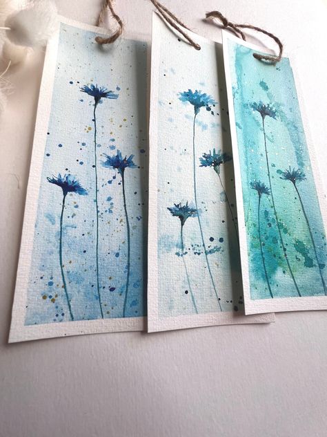 Delicate watercolor bookmarks, with hand-painted wildflowers, on heavy watercolor paper, with natural cord. For all questions please contact in private messages, we will be glad to answer. Watercolour Book Marks, Cool Bookmark Ideas, Bookmark Watercolor Ideas, Hand Painted Bookmarks, Breaks Books, Watercolor Bookmarks Ideas, Bookmark Scrapbooking, Watercolor Crafts, Watercolour Bookmarks