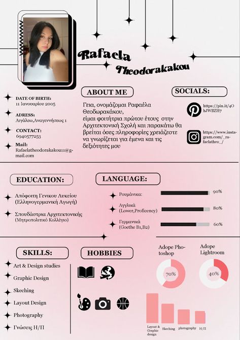 Creative Cvs Design, Artist Resume Design, Graphic Designer Cv Ideas, Portfolio Design Layout Student, Resume Layout Design, Artistic Resume, Cv Original Design, Unique Resume Design, Graphic Designer Ideas