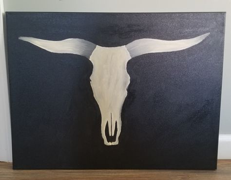 A Bull skull painted on a 16x20 canvas. This painting has a matte sealant. Skull Painting Ideas On Canvas, Bull Skull Painting, Skull Painting Ideas, Painting Simple, Skull Painting, A Bull, Bull Skull, Bull Skulls, Painting Ideas On Canvas