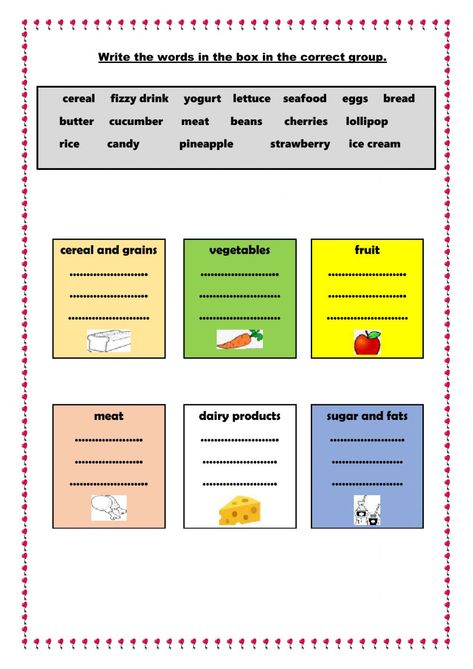 Food groups interactive exercise for Grade 2 Type Of Food Worksheet, Food Groups Worksheet, Healthy Food Chart, Punctuation Worksheets, Practice English, Food Chart, Esl Vocabulary, 2nd Grade Worksheets, Fizzy Drink